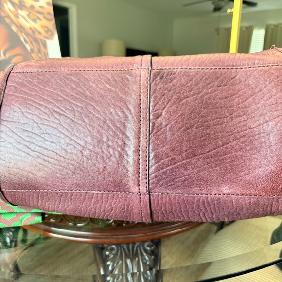 Leather Tote Bag in Burgundy with dusty - Picture 6 of 8
